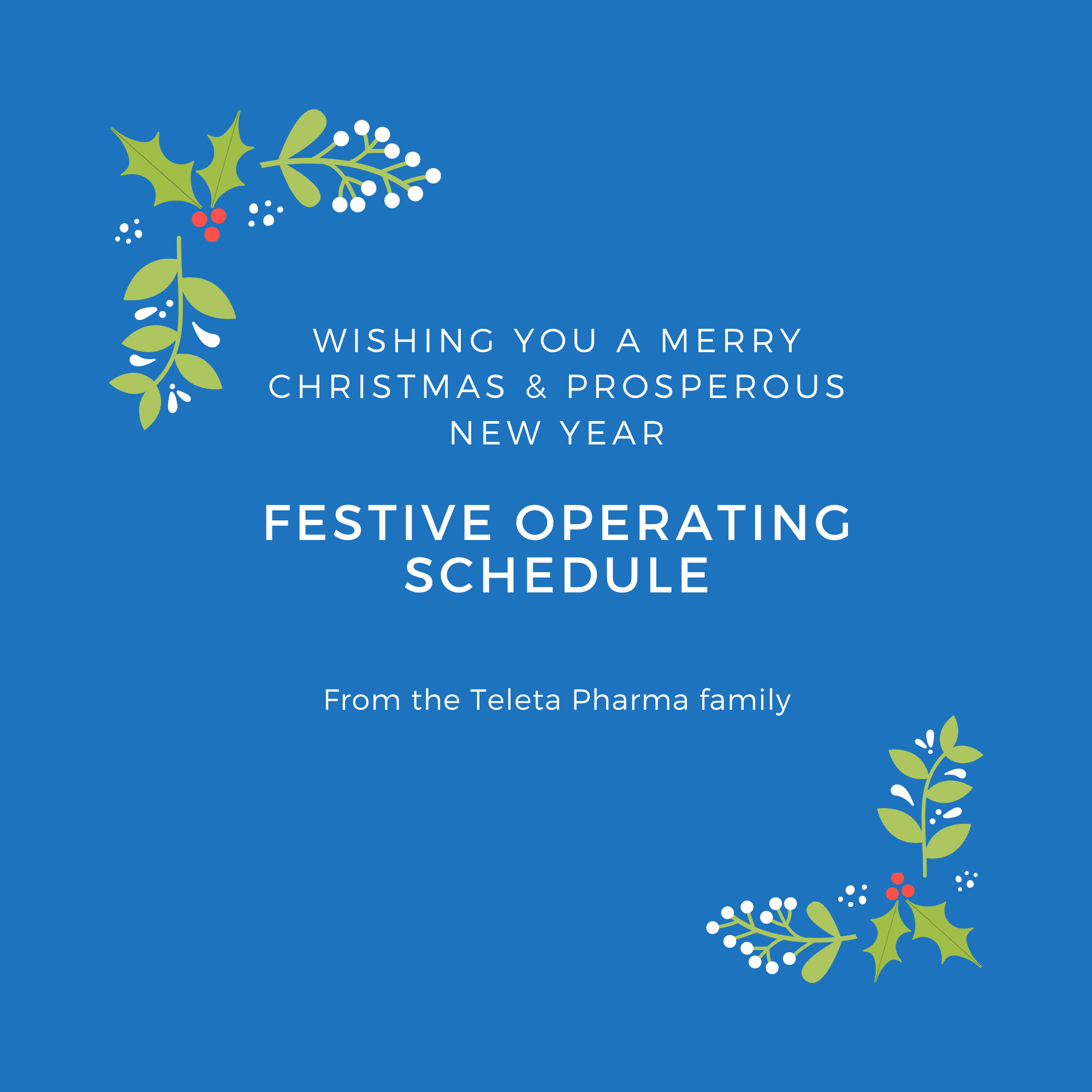 2020 Festive Season Operating times