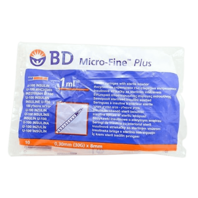 B-D Microfine Insulin Syringes 1ml x 8mm 30G (10)